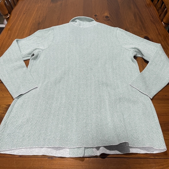 J. Jill Womens Green Grey Chevron Tapestry Button Pocket Blazer‎ Size Medium Pet - Picture 2 of 3